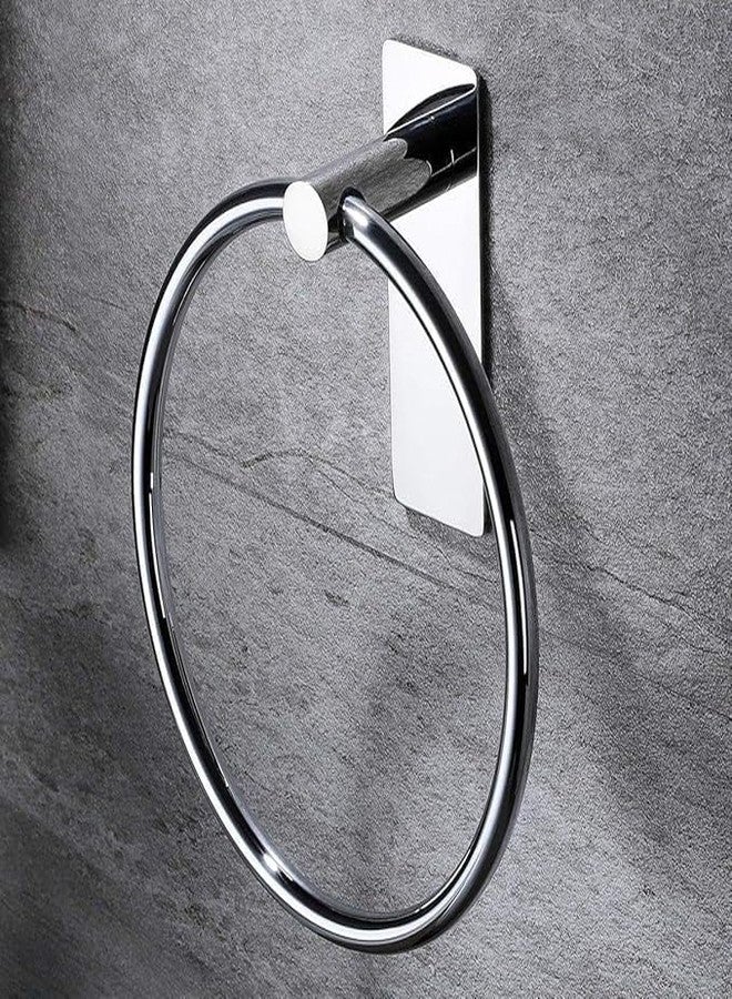 Copelle Stainless Steel Self Adhesive Round Towel Ring | No Drilling Wall Mounted Bathroom Accessories | Durable Napkin Hand Towel Holder for Kitchen, Wash Basin, Home and Hotels (Chrome Finish) - Image 3